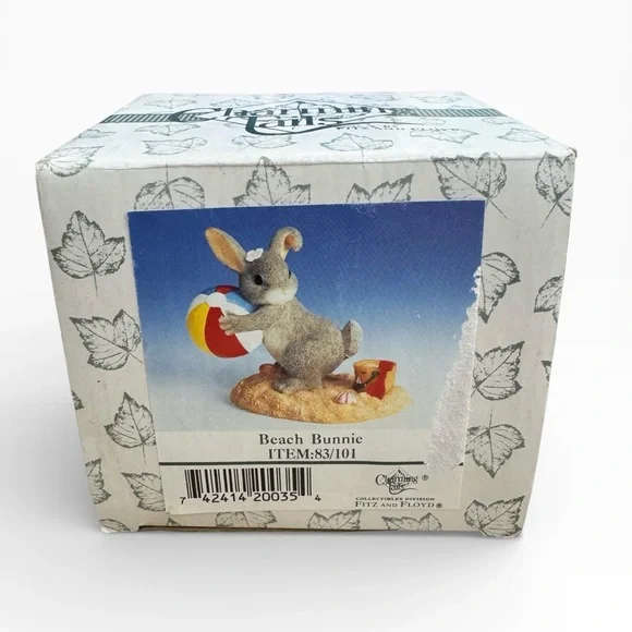 Fitz Floyd Charming Tails Beach Bunnie Figurine 83/101 Bunny Beach Ball - Picture 2 of 6